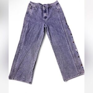 Women's Wide Leg Jeans with side Button Detail 36 by 30
